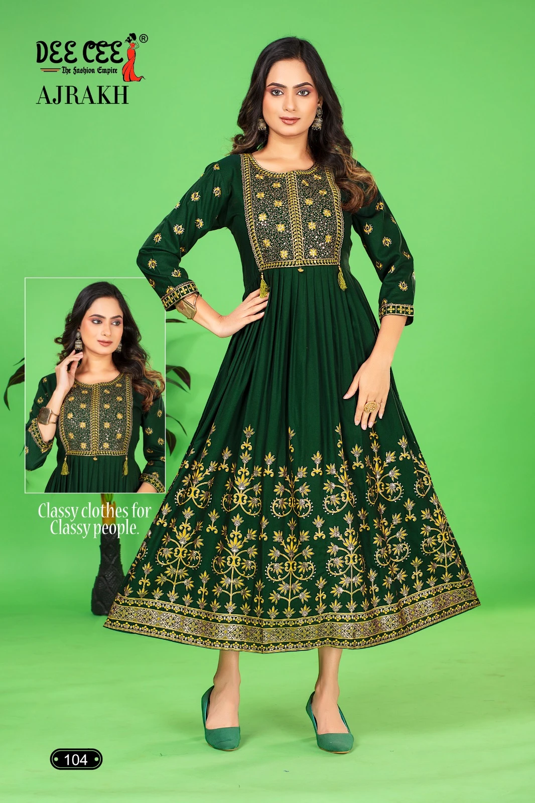 Deecee Ajrakh Rayon Plain Wholesale Anarkali Kurtis Catalog — Wholesale Anarkali Kurti, MPA wholesale from Surat — view 2